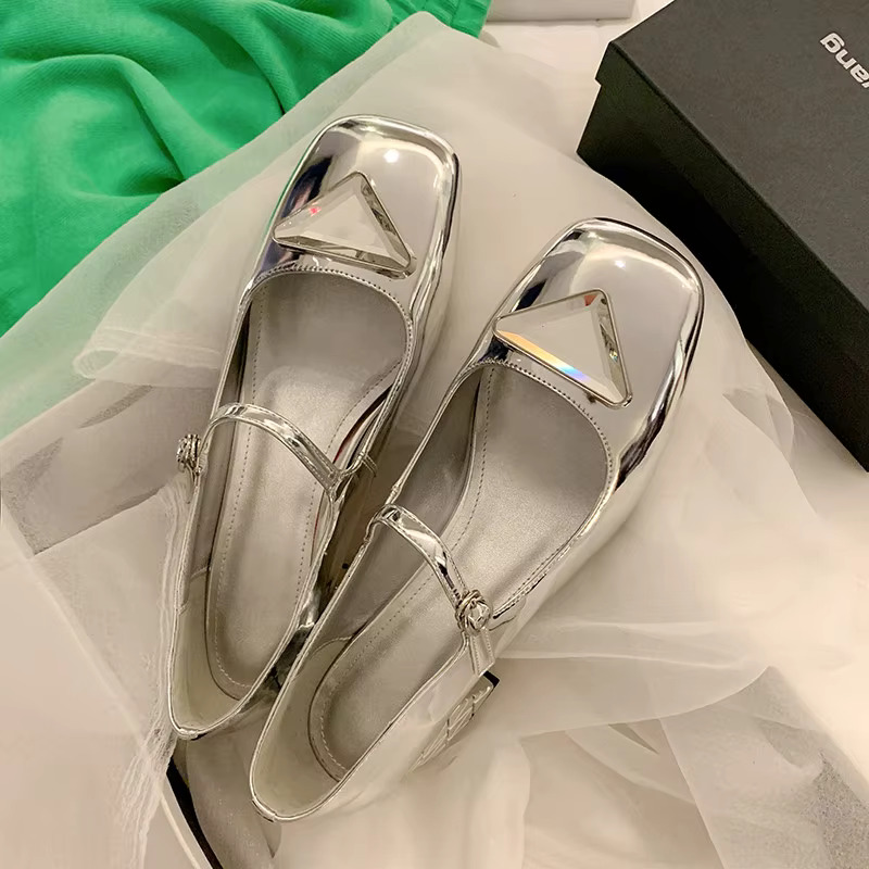 KHOU Fashion Pumps New High Quality Round Toe Shallow Mouth Crystal Buckle Middle Leather Shoes Open Heel Sandals