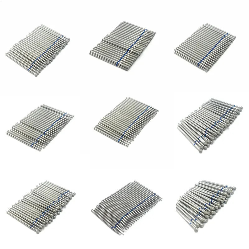 50 pcs/set drill bit set for nails Cutter Dental Diamond Grinding Polish Burs Dental Lab Polisher 2.35mm Shank Nail Tools 250122