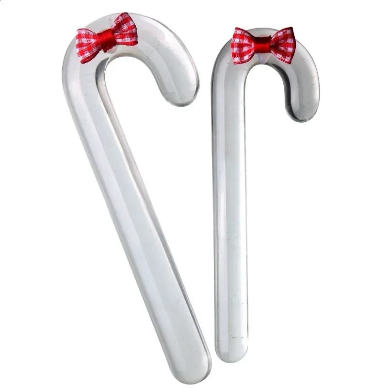 Glass Anal Butt Plug Christmas Gift G-spot Anal Masturbating Clear Sleek Candy Cane Dildo Christmas Decorations Ass Erotic Toys 250227