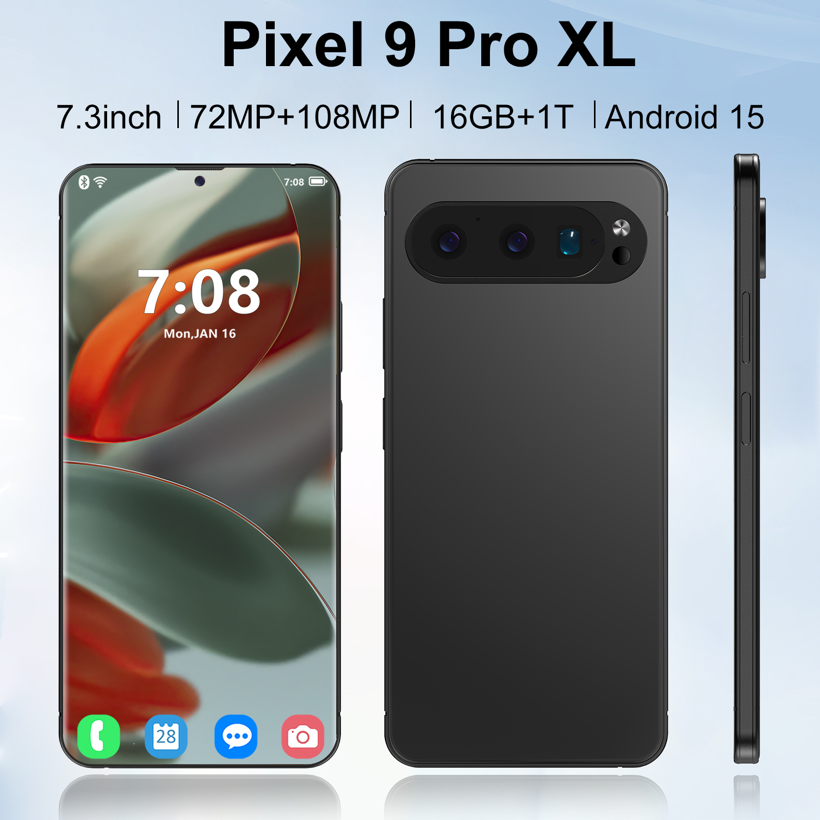 Unlocked Pixel 9 Pro XL - 7.3'' Full HD Touchscreen, Face Recognition Security, 5G Network Support, 1TB Capacity