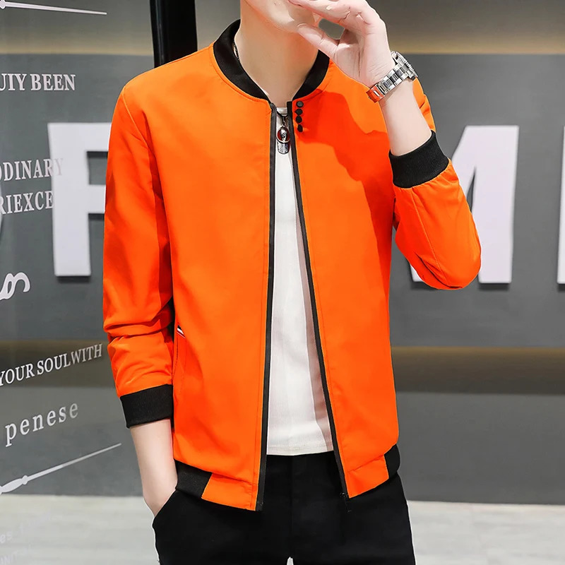 2024 Spring and Autumn Mens Jacket Coat Simple Solid Baseball Neck Zipper Windbreaker Coat Cycling Coat 250110