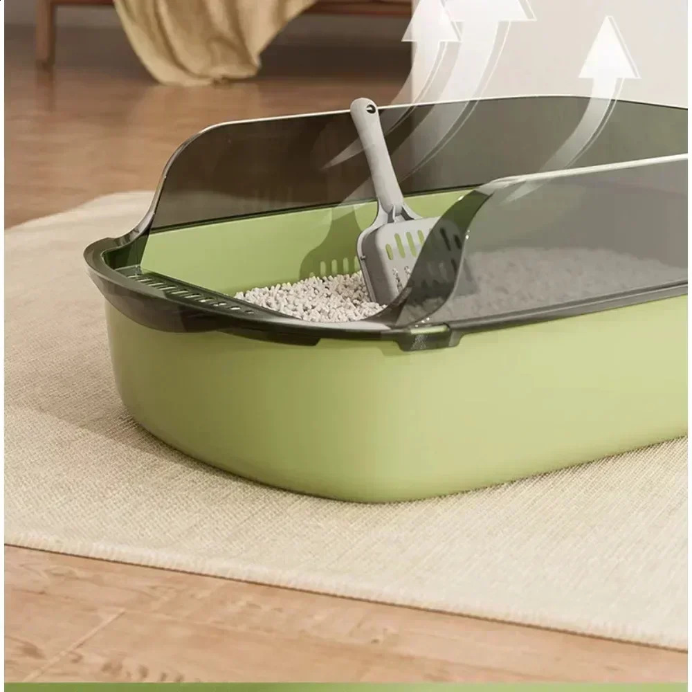 Thickening Pet Cat Toilet Semi-enclosed High Open Cat Litter Box Side Splashproof Pet Bedpans with Litter Scoop Cat Supplies 250120