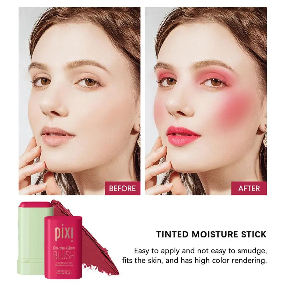 Pixi 3-in-1 Waterproof Blush Stick Functional Easy Color Rouge Blusher Cream High Color Rendering Blush Matte Contour Makeup 250121