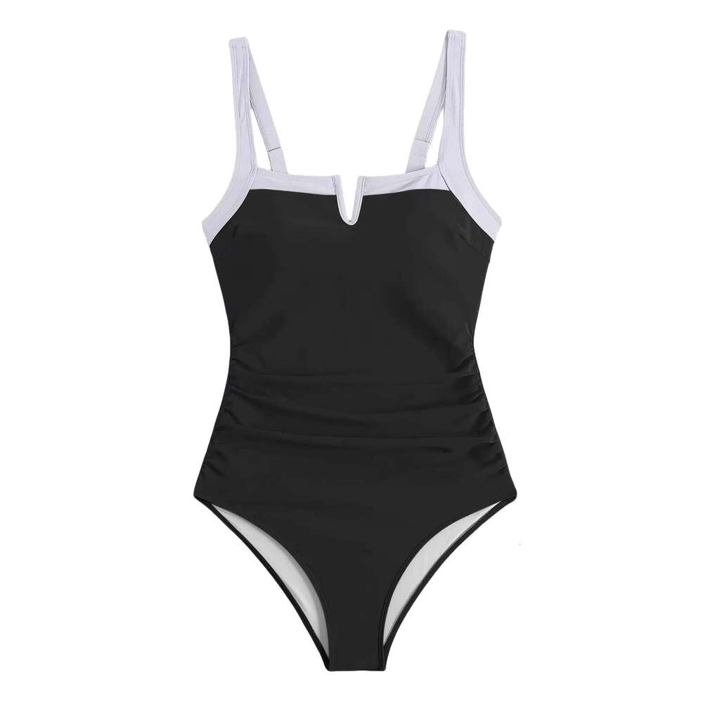 Balck One Piece Swimsuit Women 2025 Padded Push Up Swimwear Monokini Sleeveless High Waist Swimming Female Bathing Suit R250205