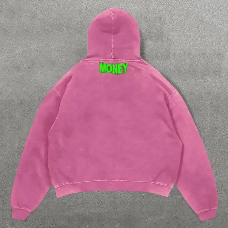 Simple Harajuku letter print hooked pullover oversized hoodies for women Y2K American pop trend couple sweaters 250117