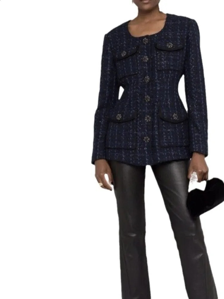 UCXQ Vintage Short Jacket European Style Square Neck Single Breasted All Match Elegant Tweed Coat Women Spring Autumn C2100 250120