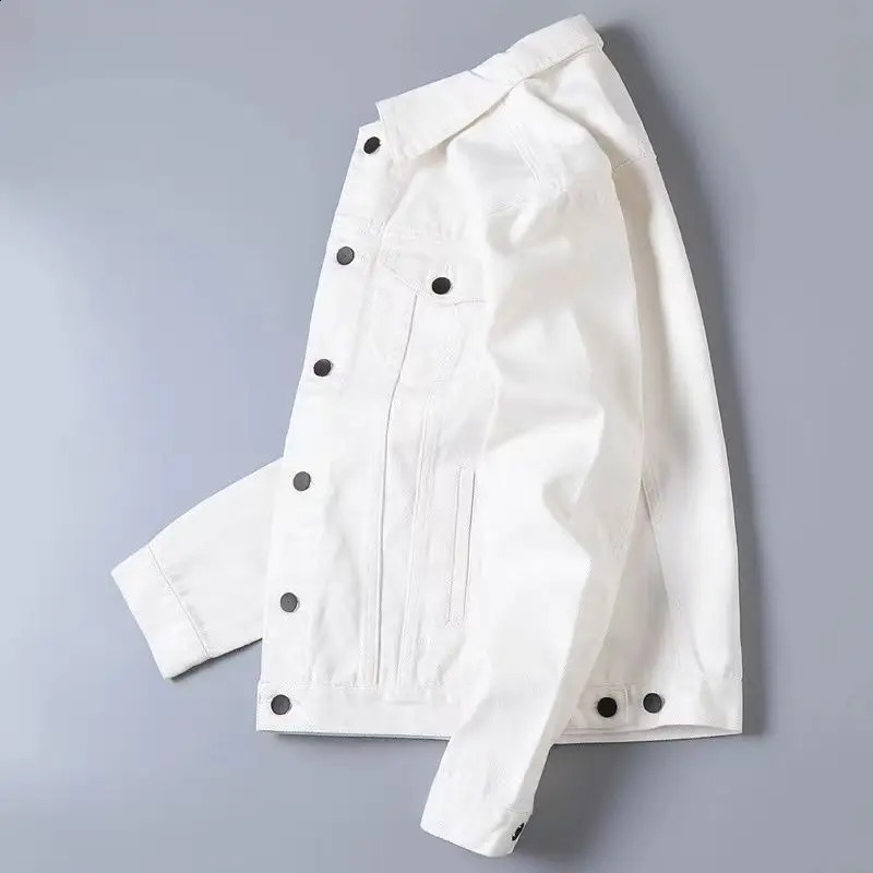 Casual Denim Coat Mens and Womens Spring Autumn Models Clothing 2024 Simple White Lapel Jacket Trendy Top 250110Z