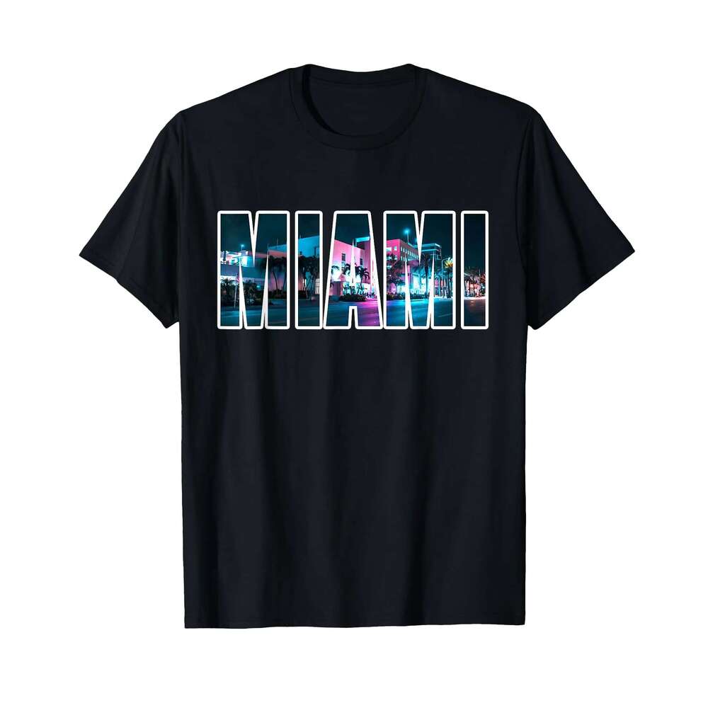 Miami Beach Urban Skye City by Night rida USA T-Shirt R250205