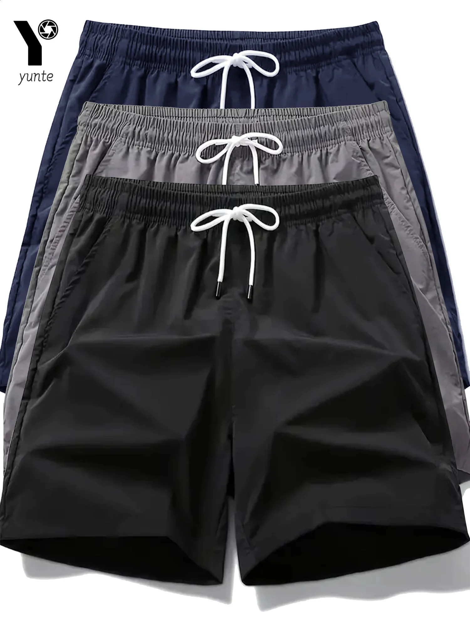 Mens Quick-Drying Sports Shorts 3-Color 3-Pack Casual Loose Elastic Belt with Drawstring Lightweight Suitable for Running and t 250120