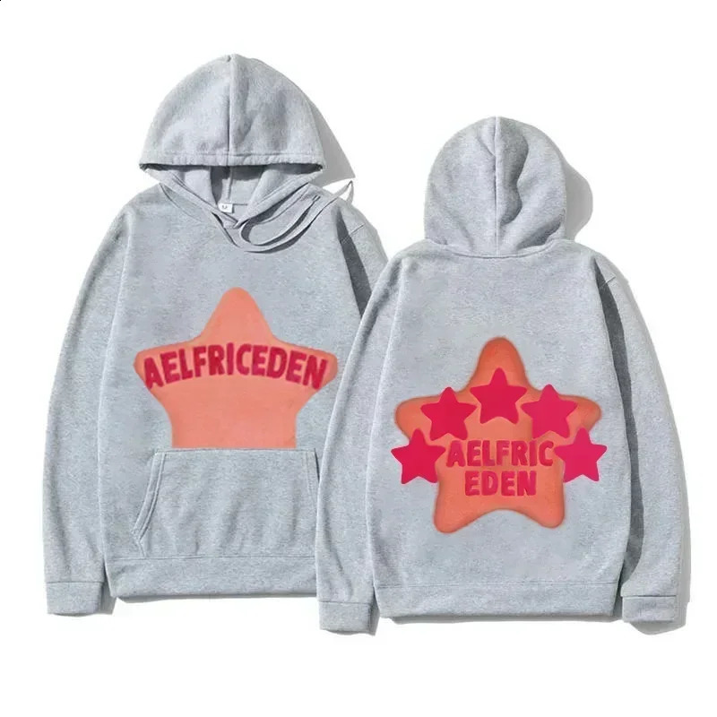 European and American Style Pattern Hoodie Pink Star Print Hoodie Mens and Womens Sweaters Loose Casual Pure Cotton Pullover 250117