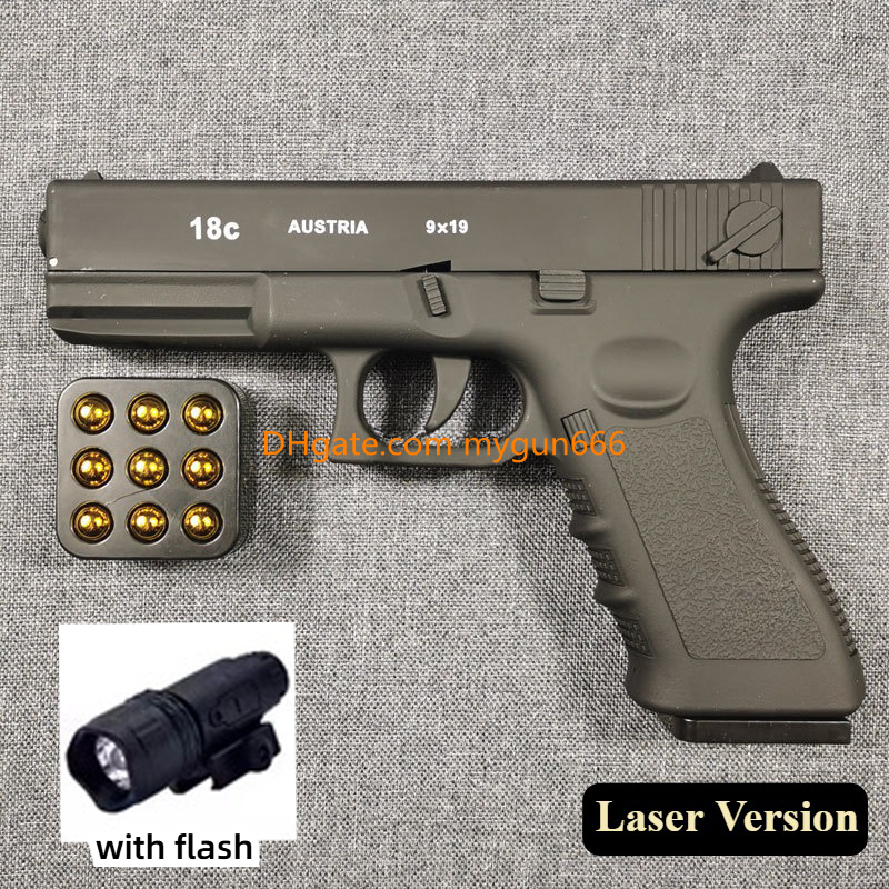 Automatic Shell Ejection Pistol Laser Version Toy Gun Blaster Model Props for Adults Kids Outdoor Games