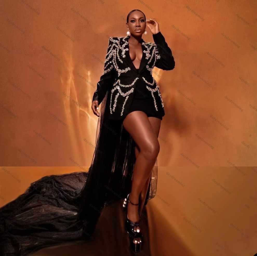 Unique Women Suits Appliques Sequins One Button Shawl Lapel Ladies Outfits 2 Pieces set Jacket Pants Mother Of The Bride Suit Prom Customized