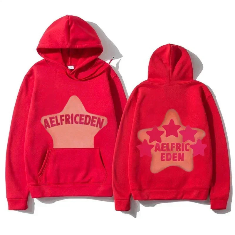 European and American Style Pattern Hoodie Pink Star Print Hoodie Mens and Womens Sweaters Loose Casual Pure Cotton Pullover 250117