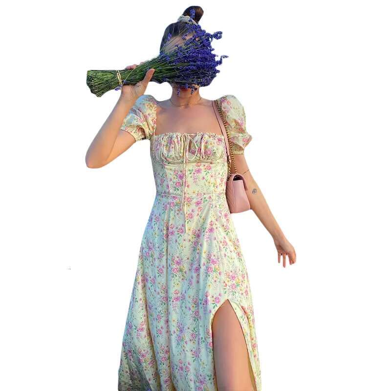 Summer For Women 2024 New Boho Rope Fashion ral Printed Lace Up Chest Female Clothing Elegant Short Sleeve Party Dress R250205