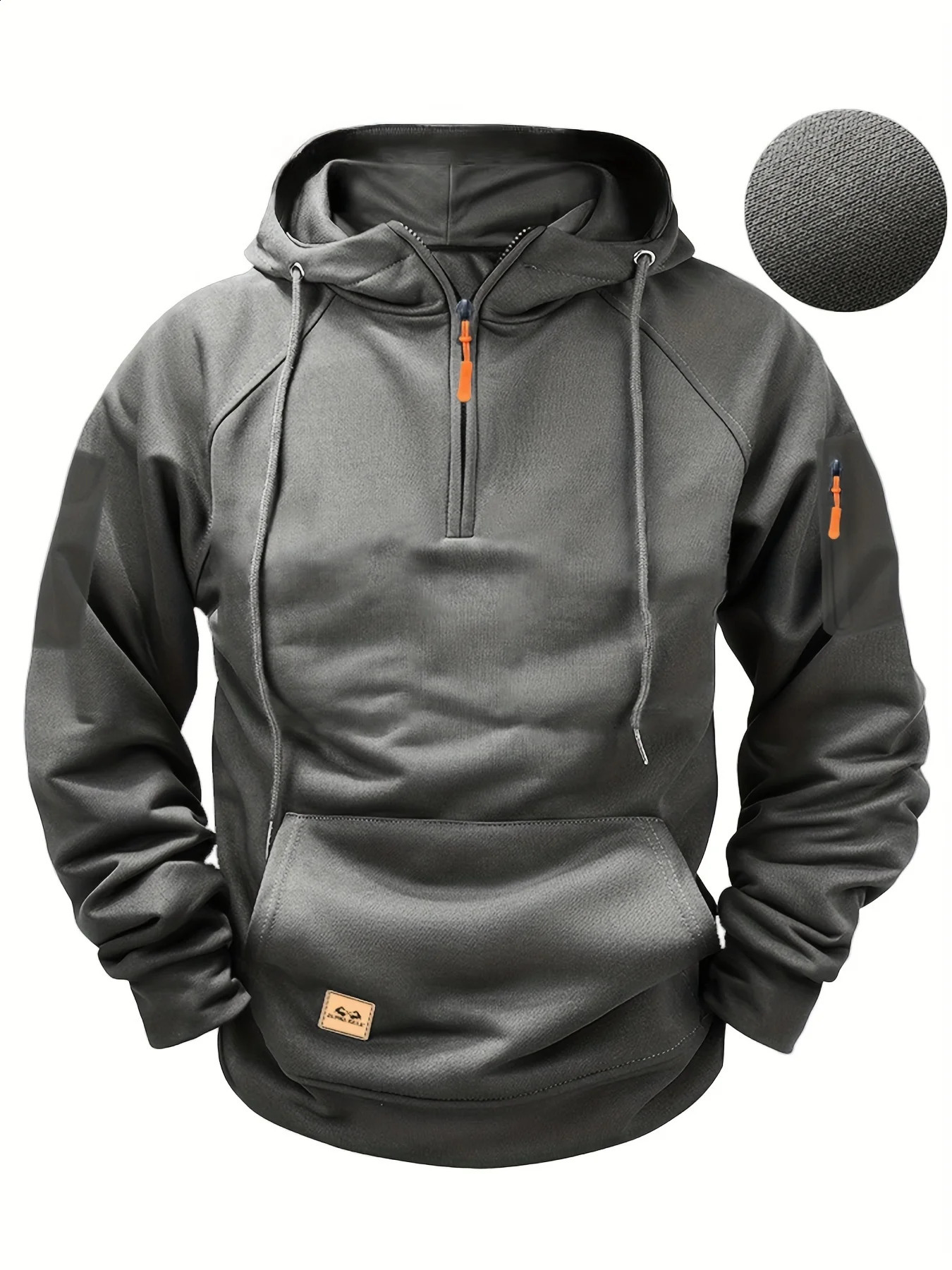 Multi Pocket Zipper Fleece Hooded Shoulder Drop Casual Sweatshirt Men Women Plus Size Loose Pullover Fashion top 250122