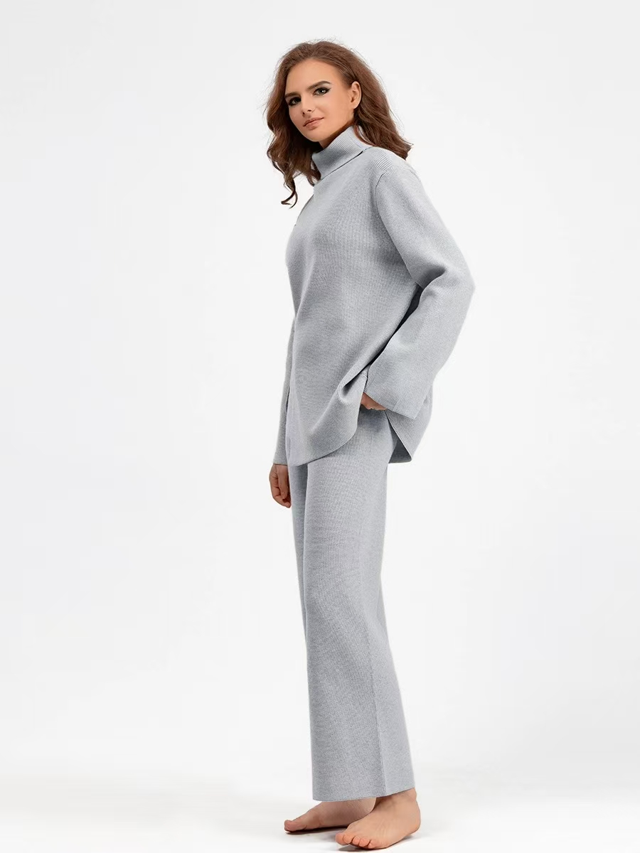 2025-- Women Yoga Two Piece Sets Suit Knit High Neck Loose casual Coat Casual Gym Suits Workout Tracksuits
