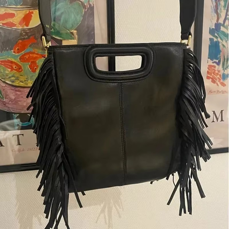 2024 New Women' Stylish Shoulder High Quality Black Sheepskin Crossbody Design Ladies Vintage Leather Bag
