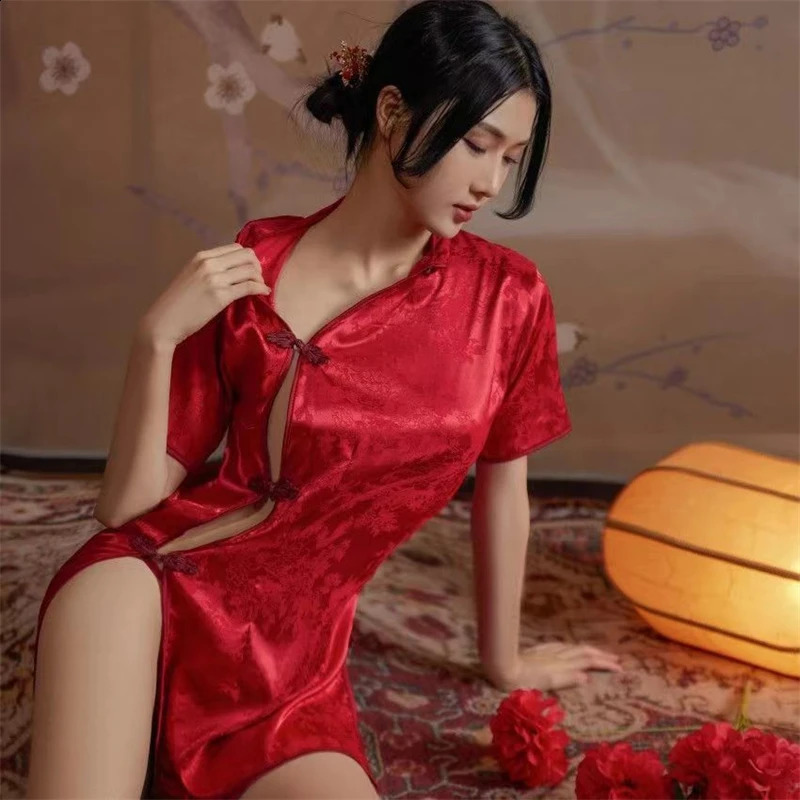 Sexy Cheongsam Dress Super Lingerie Qipao dress Tempting Uniform Pajama Vintage Oriental Underwear Seducing Private Perform 250122Z - view 3