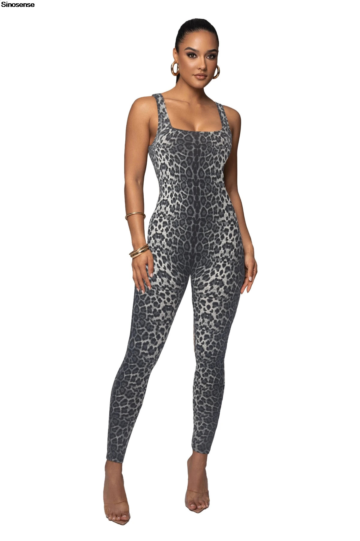Women Leopard Print Jumpsuits Sexy Sleeveless Tank Bodycon Workout Sports Yoga Rompers Y2K Night Club Party Outfits 250115