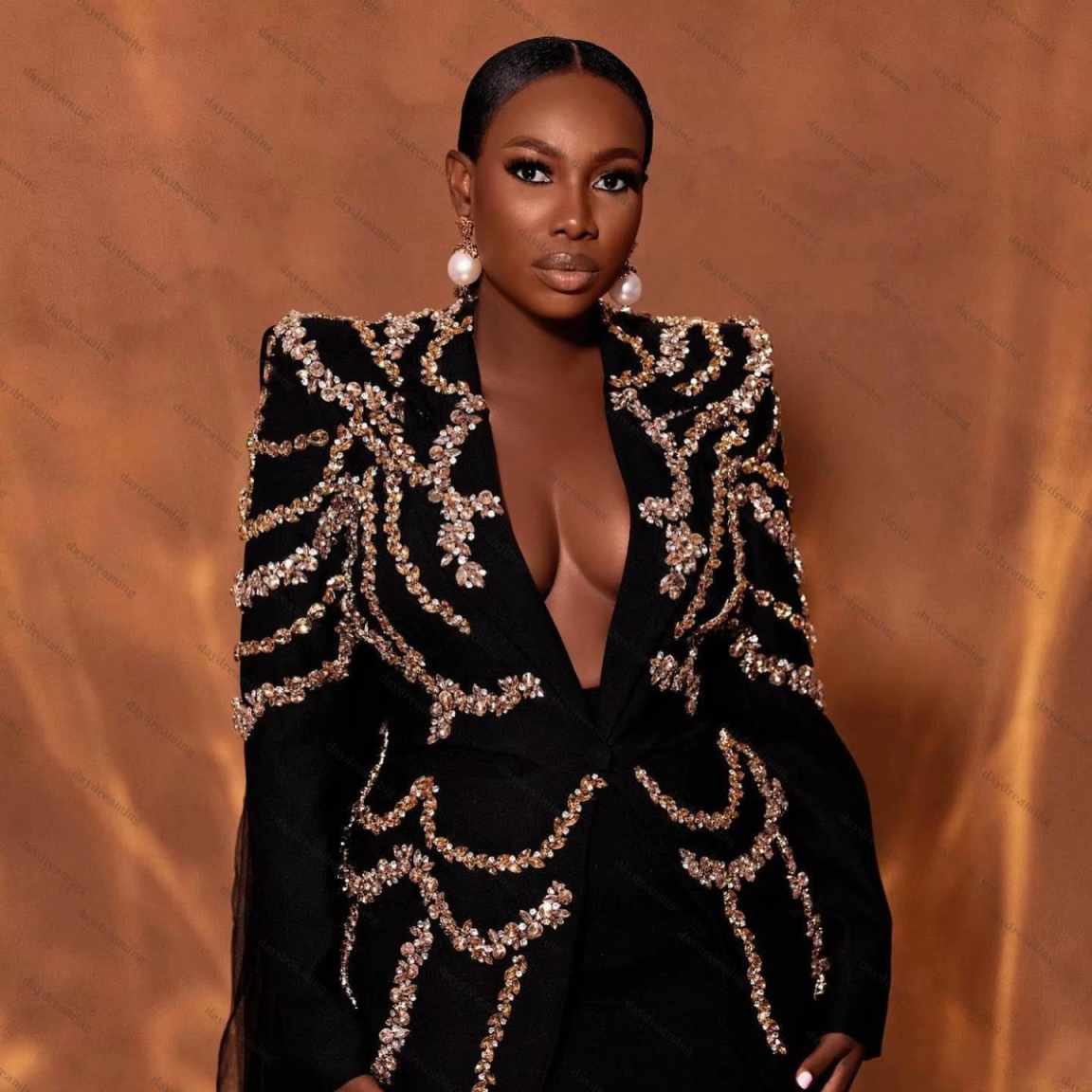 Unique Women Suits Appliques Sequins One Button Shawl Lapel Ladies Outfits 2 Pieces set Jacket Pants Mother Of The Bride Suit Prom Customized