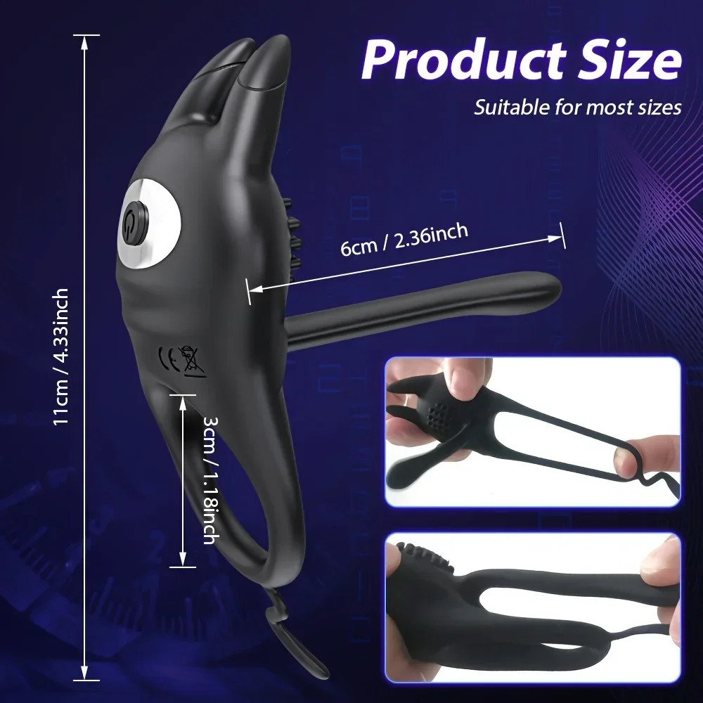 Vibrating Penis Ring Sex Toys 2 in 1 Cock with 10 Vibration Silicone Adult for Couples Vibrator 250121