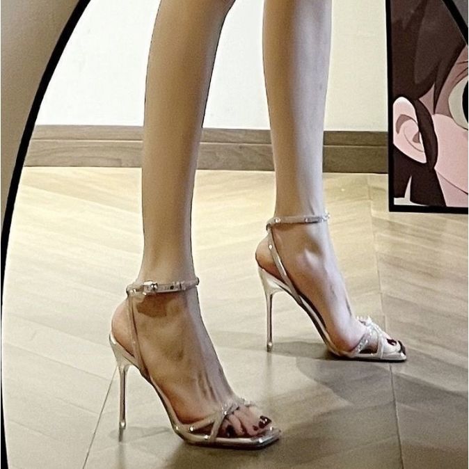 Women Sandals Fashion Diamond Design High Heel Sexy Style Versatile Triple Black Silver Free shipping