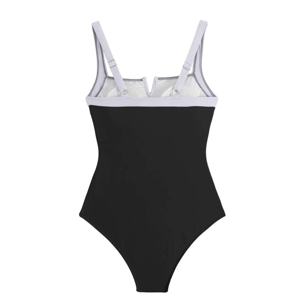 Balck One Piece Swimsuit Women 2025 Padded Push Up Swimwear Monokini Sleeveless High Waist Swimming Female Bathing Suit R250205