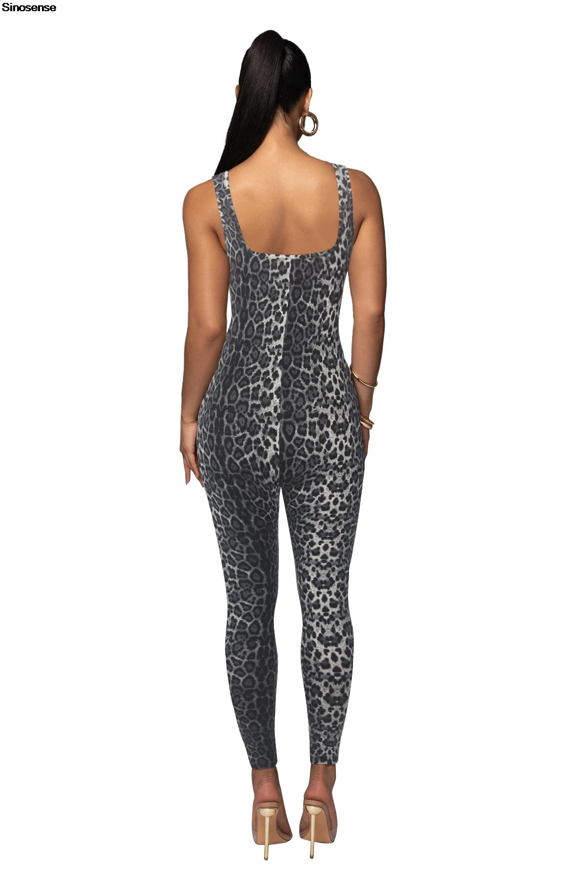 Women Leopard Print Jumpsuits Sexy Sleeveless Tank Bodycon Workout Sports Yoga Rompers Y2K Night Club Party Outfits 250115