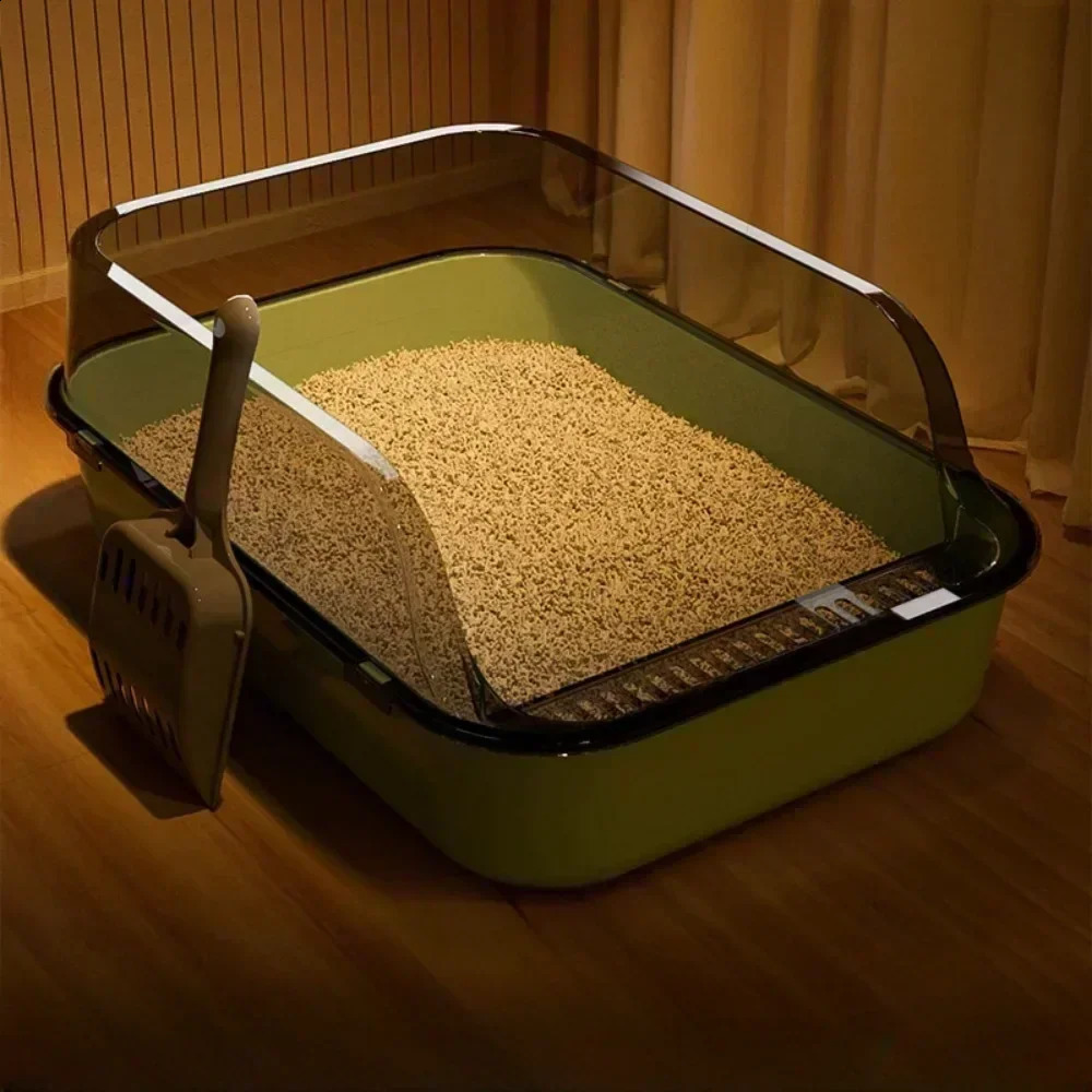 Thickening Pet Cat Toilet Semi-enclosed High Open Cat Litter Box Side Splashproof Pet Bedpans with Litter Scoop Cat Supplies 250120