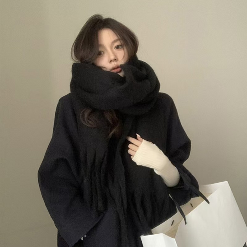 T126 scarf women's winter high-grade plaid cashmere scarf couple all-match warm shawl thick neck