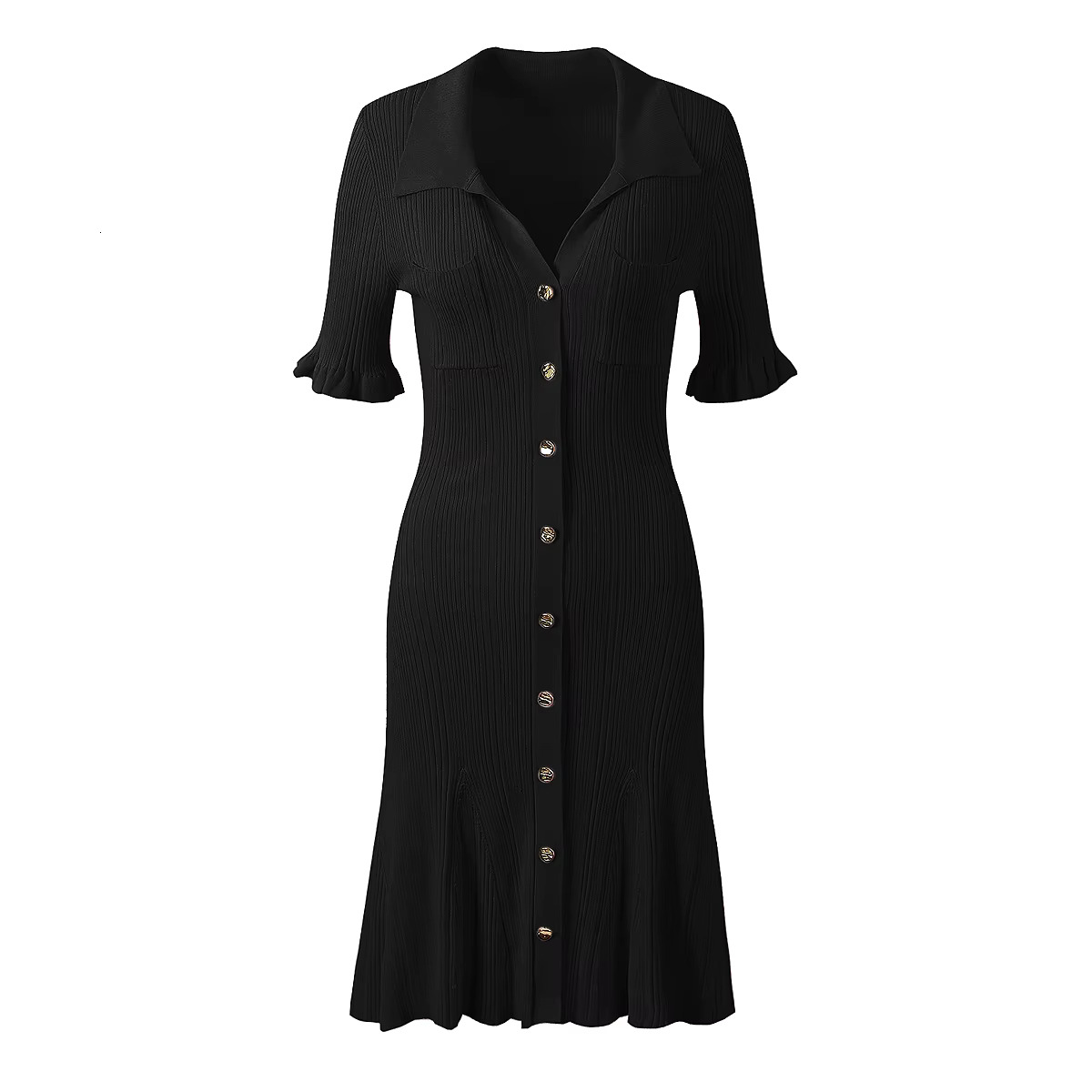 SML 2025 Summer New Celebrity Lady Lady Sleeve Sleeve Atmosfera Semplice Atmosfera Slip Abito In Lana Corta Femmina-image