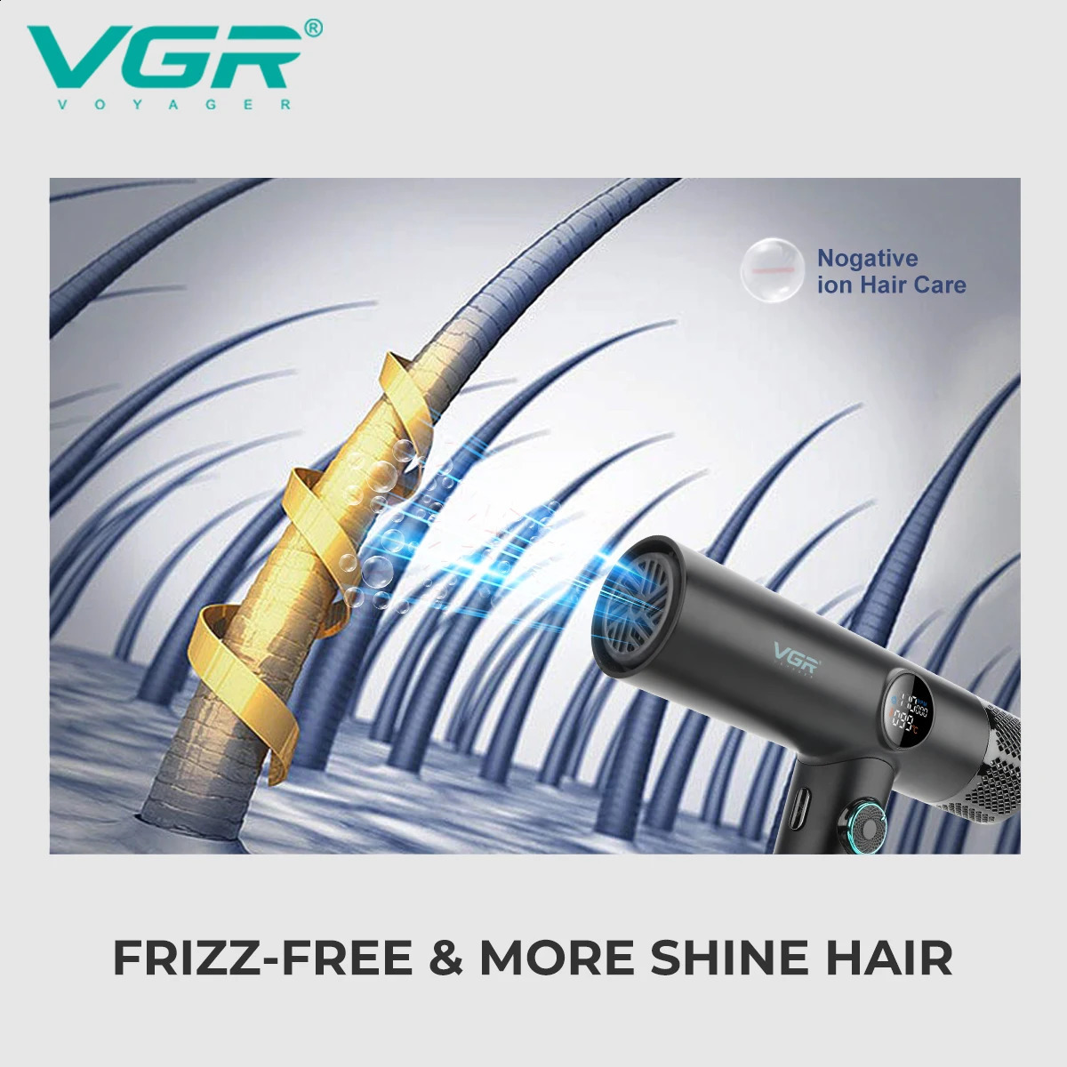 VGR Hair Dryer Professional Leafless Hair Dryer Brushless Motor 110000 RPM Negative Ionic Powerful Blow Dryer for Salon V-401 250120
