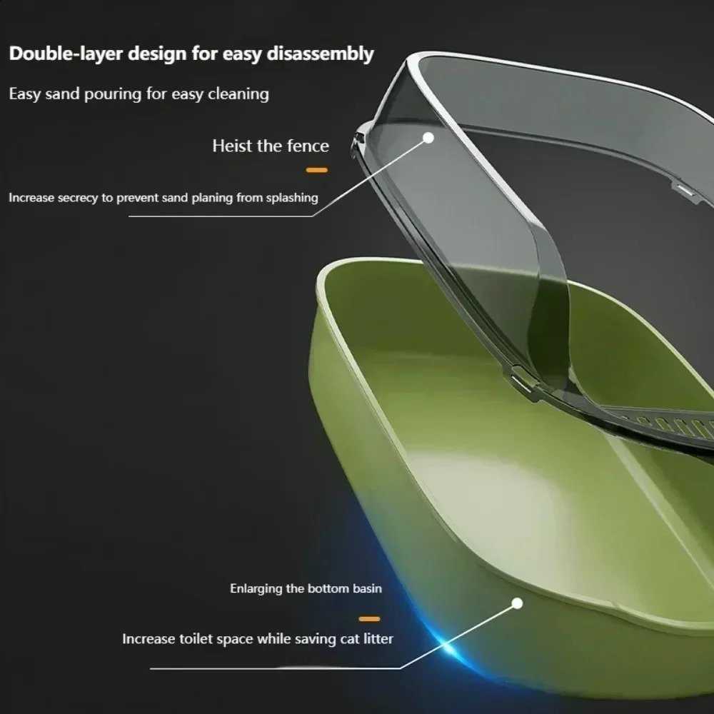 Thickening Pet Cat Toilet Semi-enclosed High Open Cat Litter Box Side Splashproof Pet Bedpans with Litter Scoop Cat Supplies 250120