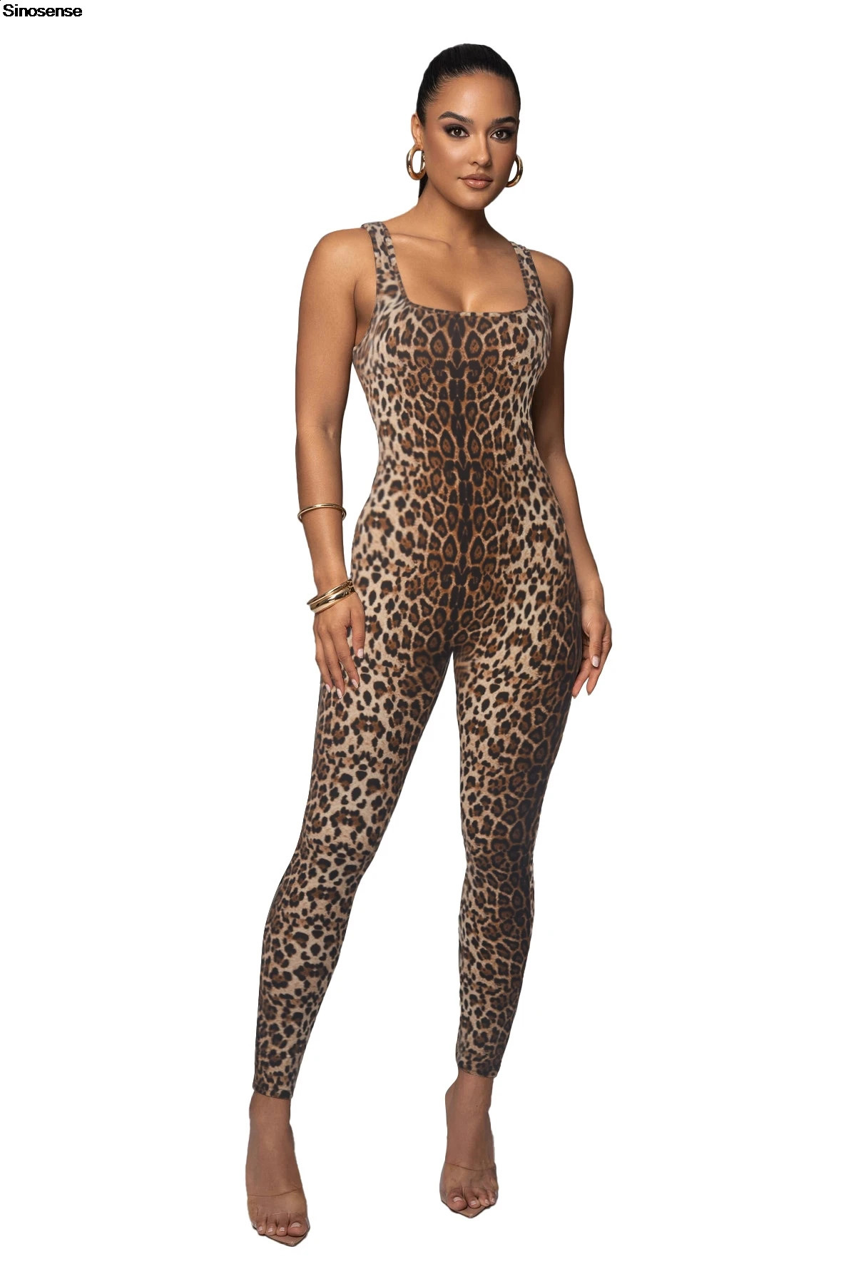 Women Leopard Print Jumpsuits Sexy Sleeveless Tank Bodycon Workout Sports Yoga Rompers Y2K Night Club Party Outfits 250115