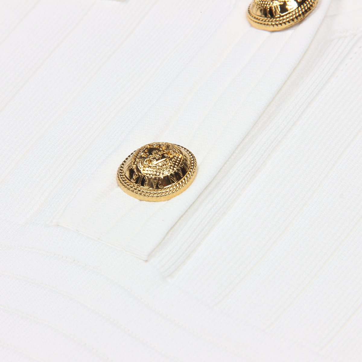 Spring And Autumn New Solid Color Stripe V-Neck Gold Button Long Sleeve Slimming Short Style Casual Commuter Women's Dress