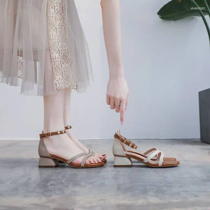 Sandals Designer Heel Shoes For Women Wedges Elegant Rivet Summer Sexy 2025 Gladiator Sandal Woman Vwifw Gray 35-40 hurenlakeshoes