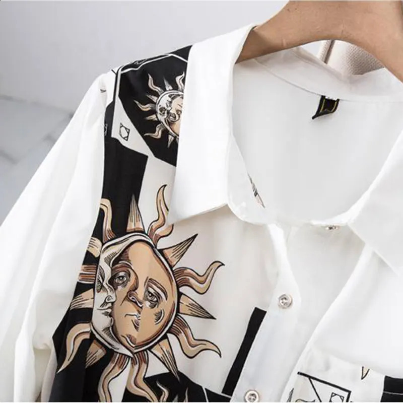 Print Vintage A-Line With Belt Loose Polo Neck Womens Dress Single-Breasted Knee Length Dresses For Women Clothing Fashion 250122