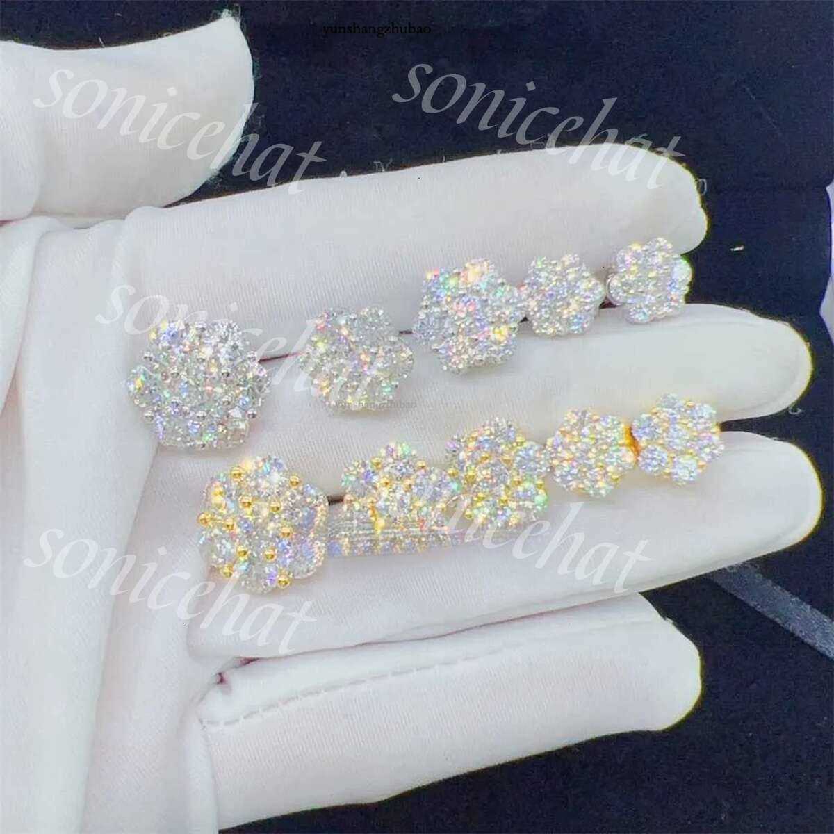 Zuanfa Top Selg Pass Dia Tester Fine Jewelry Sier 8mm 12mm wer Vvs Moissanite Stud Earrings