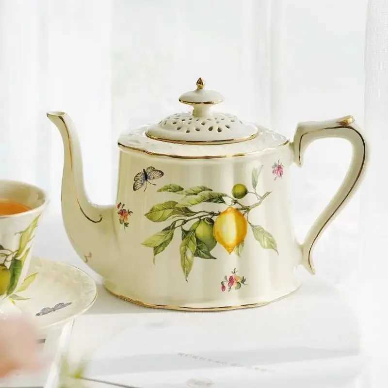 Lemon Luxury Ceramic g Coffee Cup Set With Dessert Plate Europe Tea Cup And Saucers Set Vintage Porcelain Teapot resso Cups Z250205