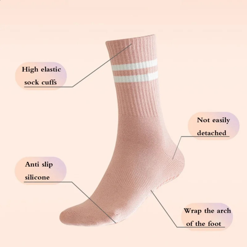 4 pairs of yoga socks medium length socks pure cotton anti slip silicone indoor fitness pilates womens sports socks wholesal 250121