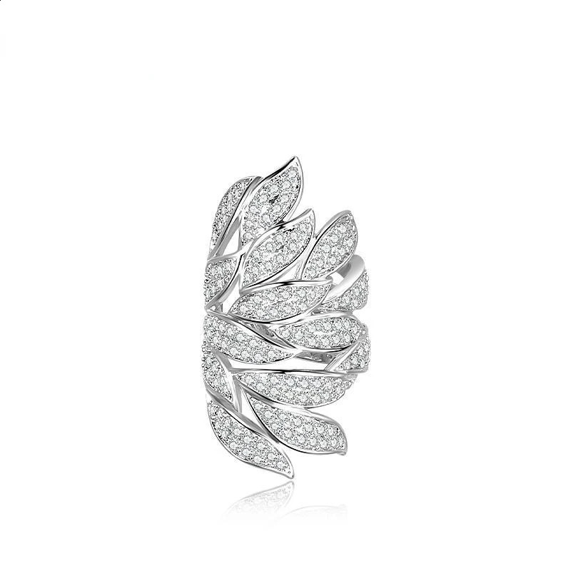 Gold Silver Color Metal Leaves Ear Clips Without Piercing For Women Sparkling Zircon Ear Cuff Clip Earrings Wedding Jewelry 250122
