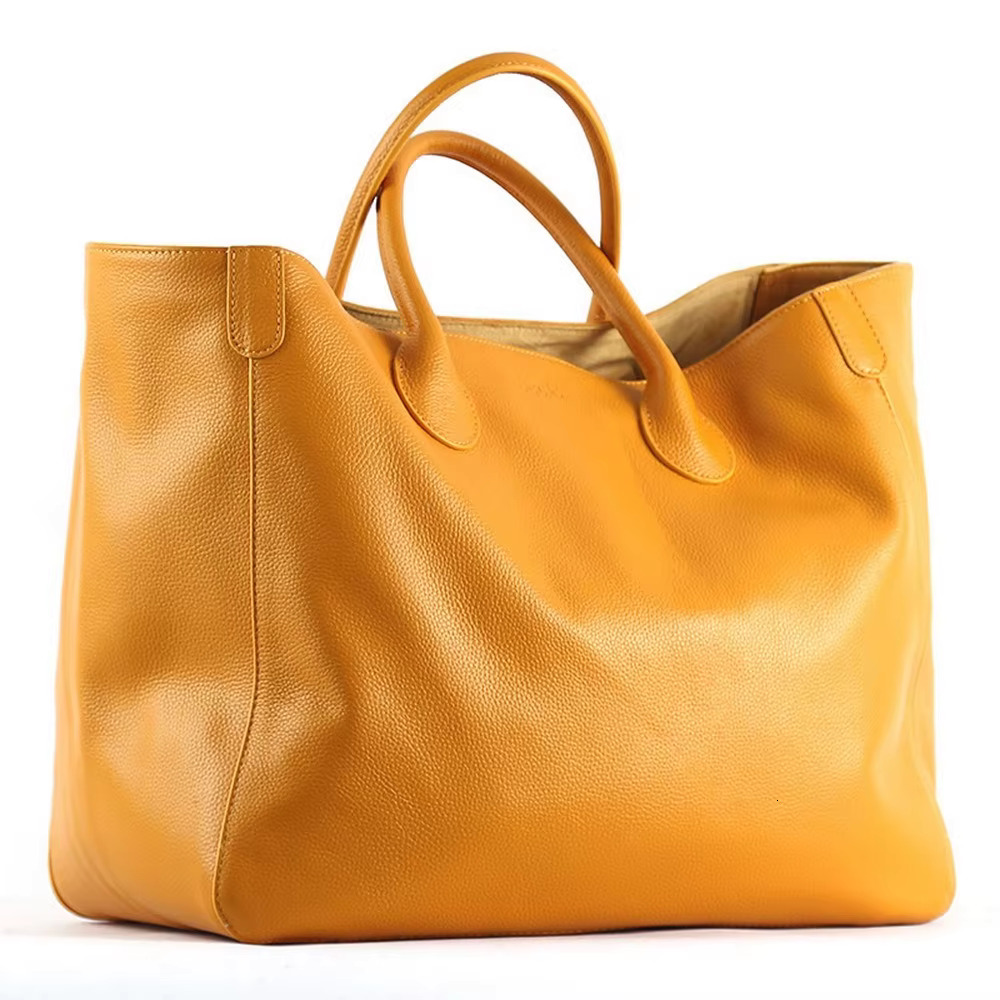 MS Oversized 41Cm Big Women Tote 100% Natural Top Cow Hide Leather Handbag Lady Travel Bag Daily 2023 New