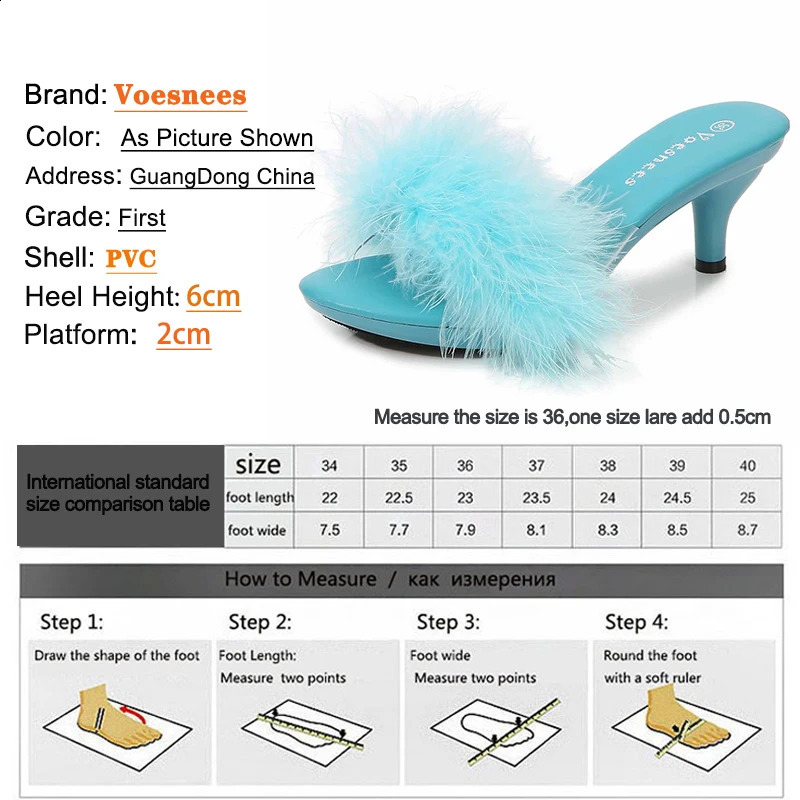 Solid Color Feather Fairy Slippers Summer Transparent Sandals Thin High Heels Sexy Fur Crystal 6cm Low Heel Derss Women Shoes 250209