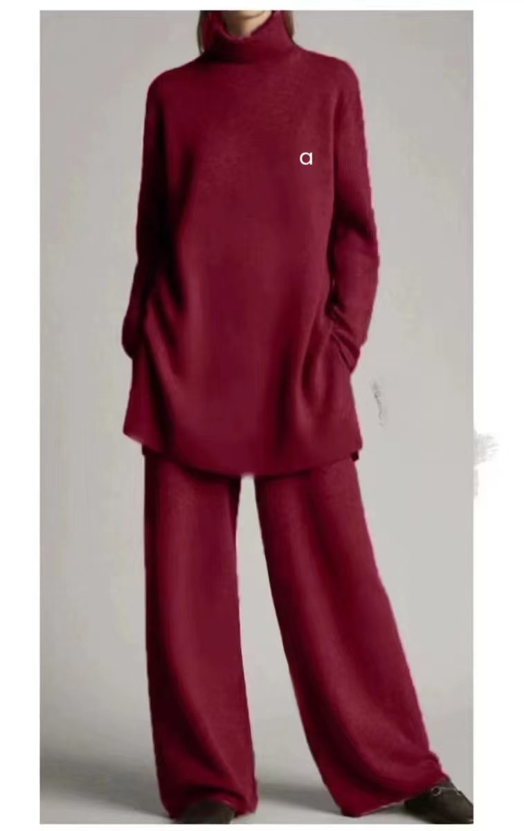 2025-- Women Yoga Two Piece Sets Suit Knit High Neck Loose casual Coat Casual Gym Suits Workout Tracksuits
