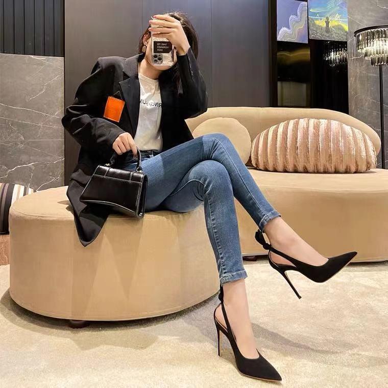 Women Sandals High Heel Simple Sweet Design Versatile Fashion Triple Black Free shipping