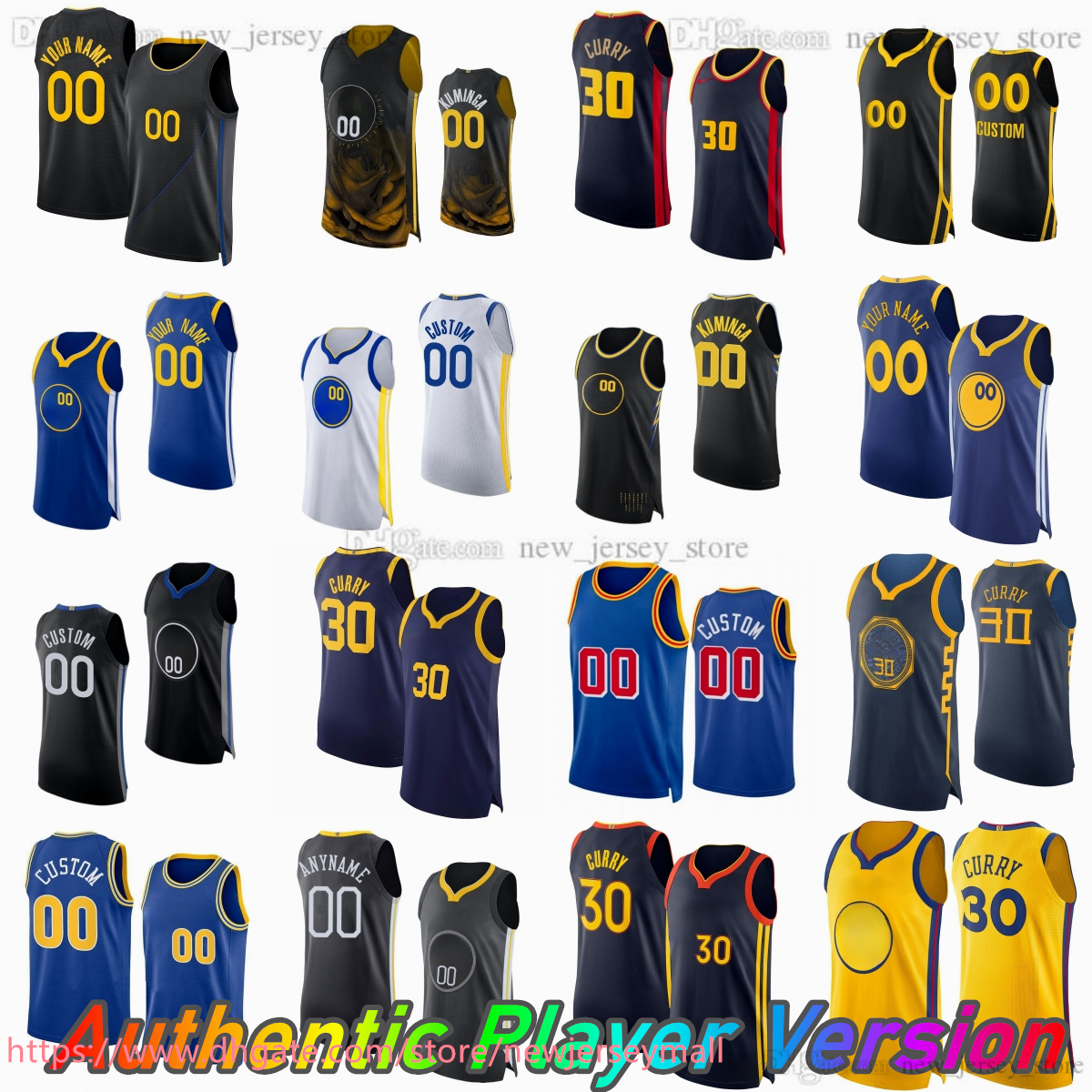 Custom AU Player Version Basketball StephenCurry Jersey Authentic Stitched AndrewWiggins DraymondGreen JonathanKuminga Jerseys