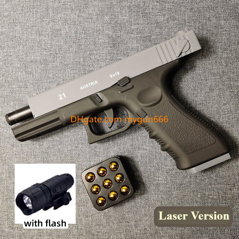 Automatic Shell Ejection Pistol Laser Version Toy Gun Blaster Model Props for Adults Kids Outdoor Games