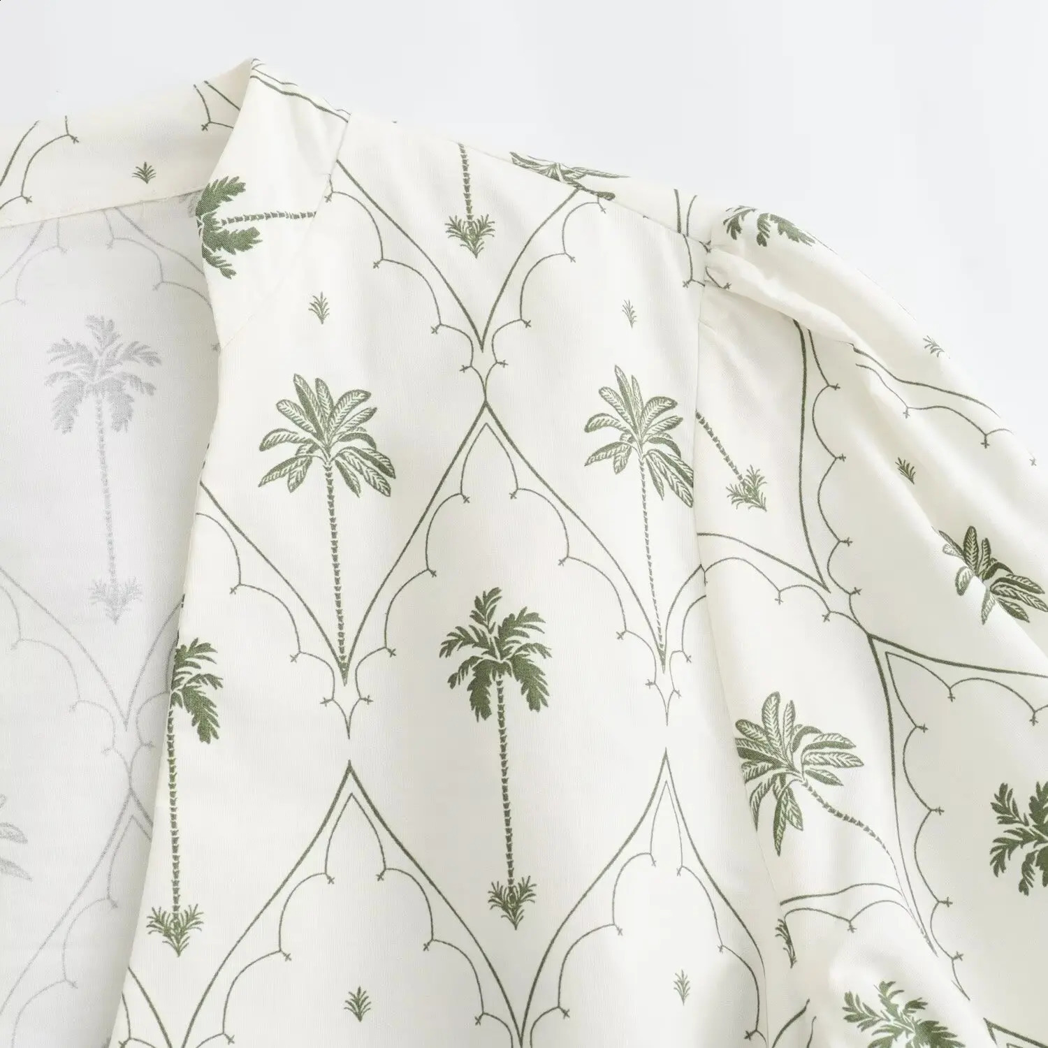 TRAF Women Fashion Spring Summer Vintage Printed Long-sleeved V-Neck Belt Dress French Chic Female Mini Evening Clothing 250122