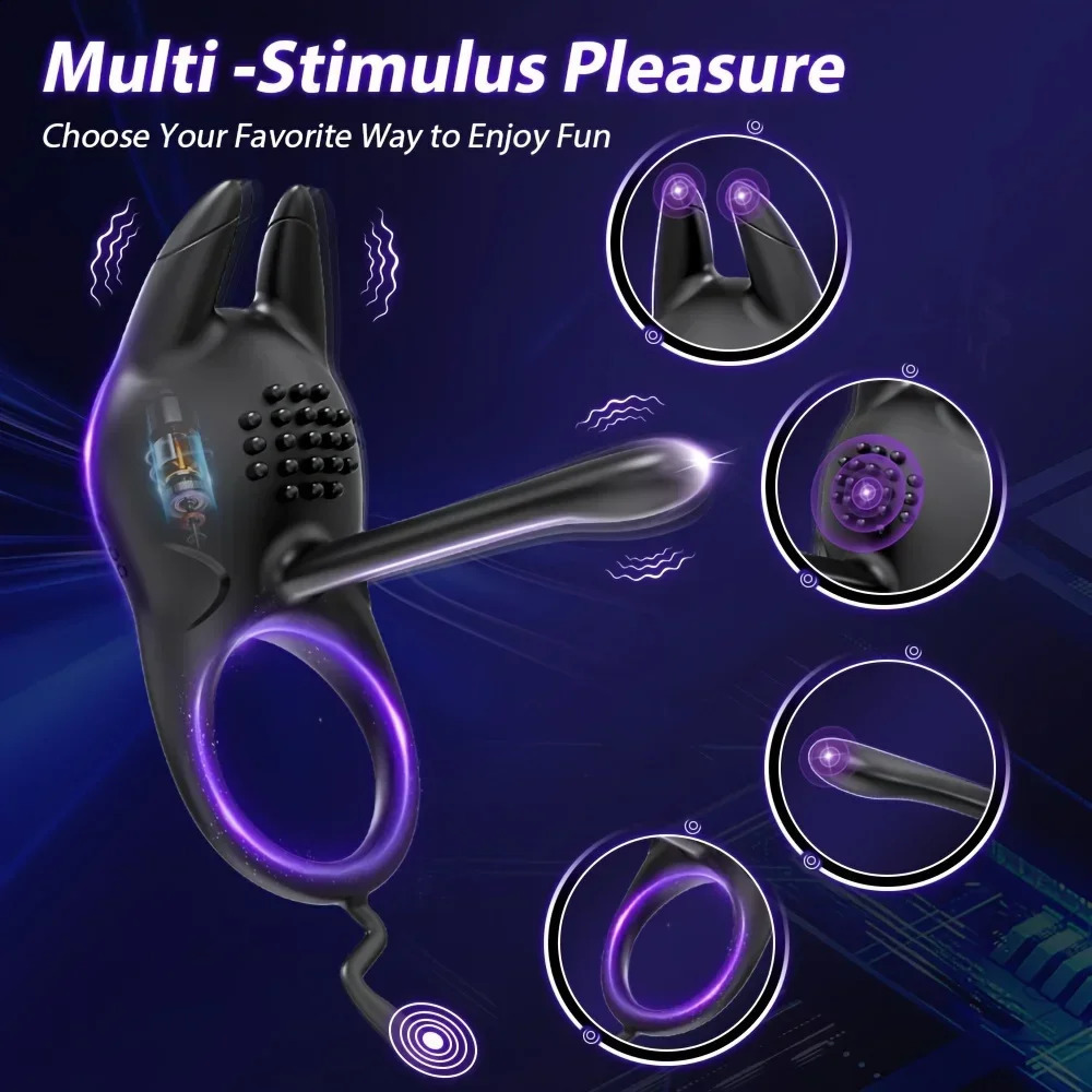 Vibrating Penis Ring Sex Toys 2 in 1 Cock with 10 Vibration Silicone Adult for Couples Vibrator 250121