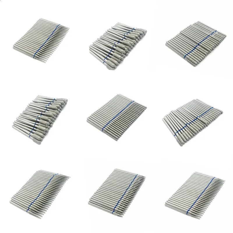 50 pcs/set drill bit set for nails Cutter Dental Diamond Grinding Polish Burs Dental Lab Polisher 2.35mm Shank Nail Tools 250122